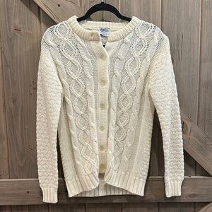 Vintage Sears Classic Cream Cable Knit Sweater Women’s M